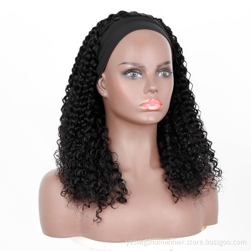 2021 Trending Style Raw Brazilian Cuticle Aligned Virgin 100% Human Hair Kinky Curly Headband Non Lace Wig Supernatural glueless
